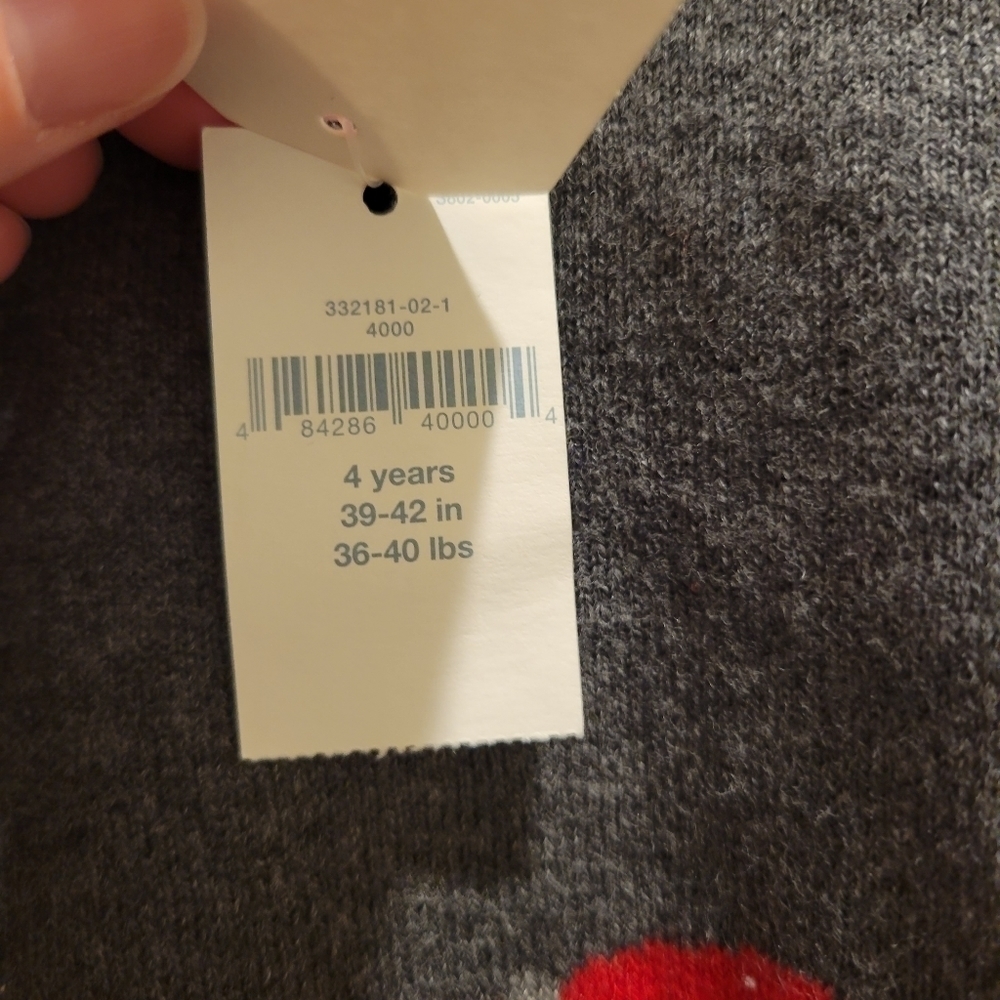 Gap Boy Firetruck Sweater Set 4 Gray Red - Picture 7 of 8